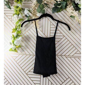 Zara Knit Women's Ribbed Black Tank Top Sleeveless Cross Back Size Small
